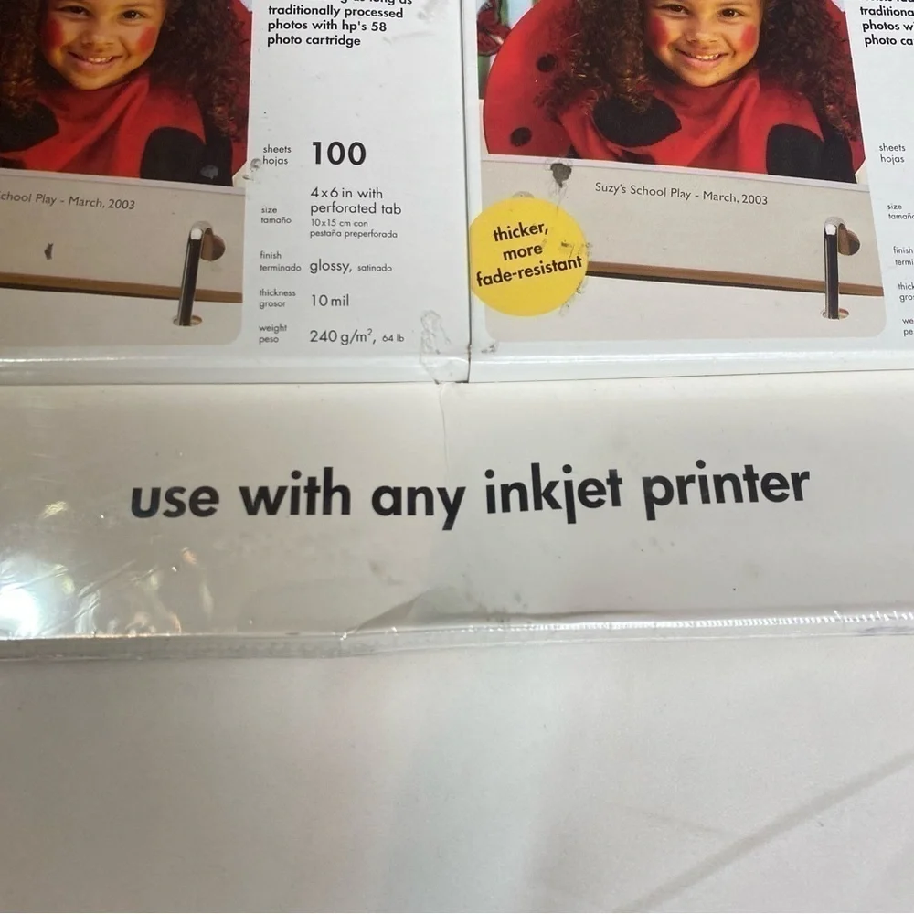 HP inkjet glossy photo paper 200 sheets 4x6 New unopened